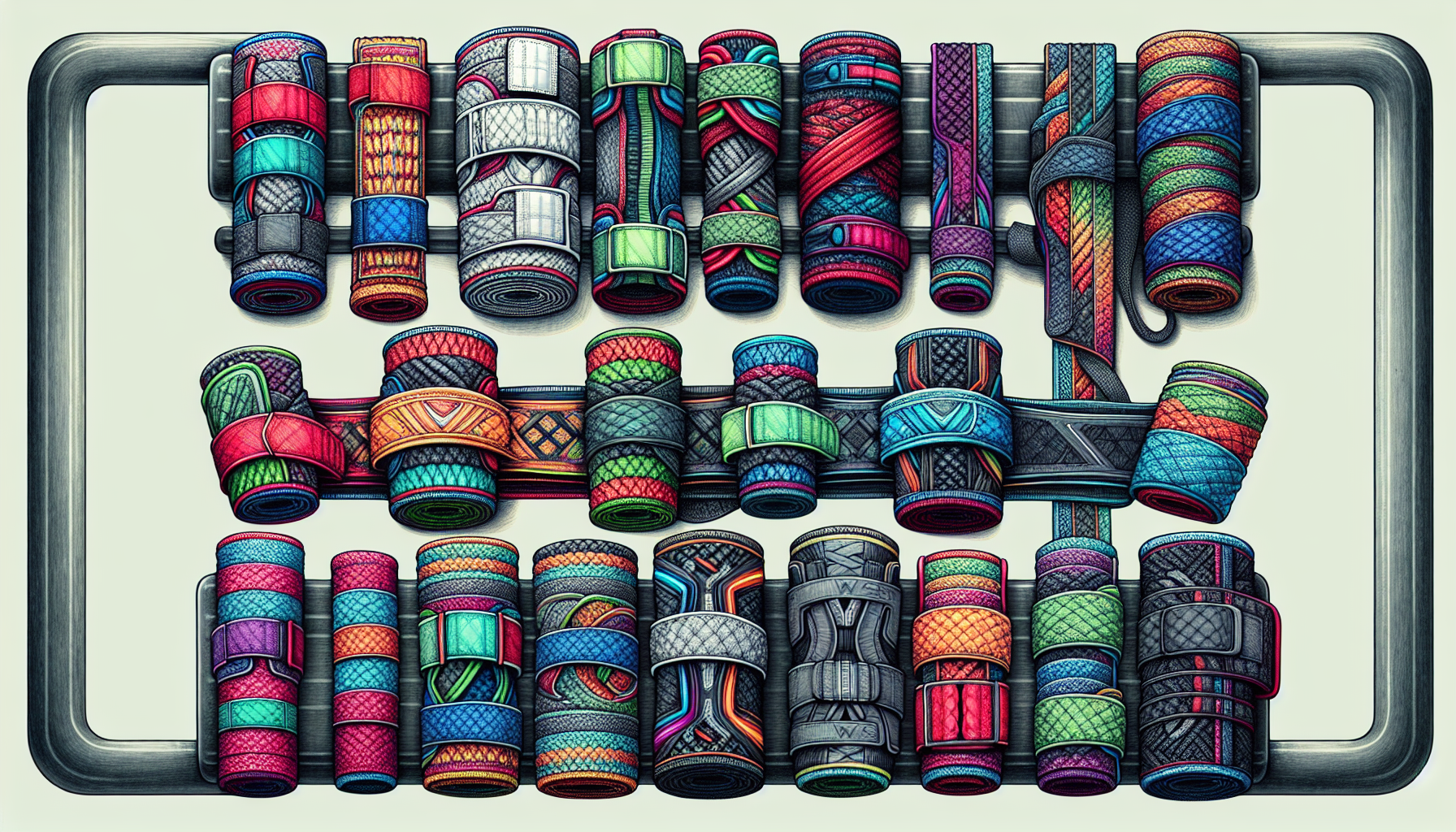 An illustration of different wrist wraps available for injury prevention during workouts.