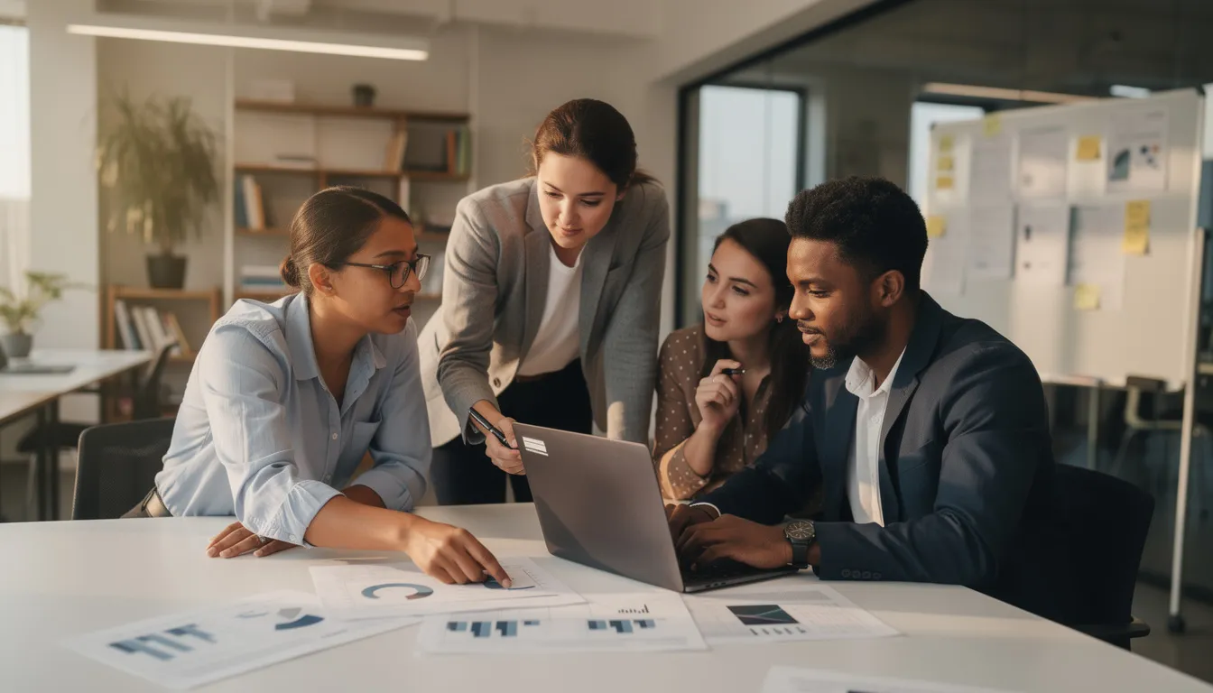 Team discussing secure email services and end-to-end encryption