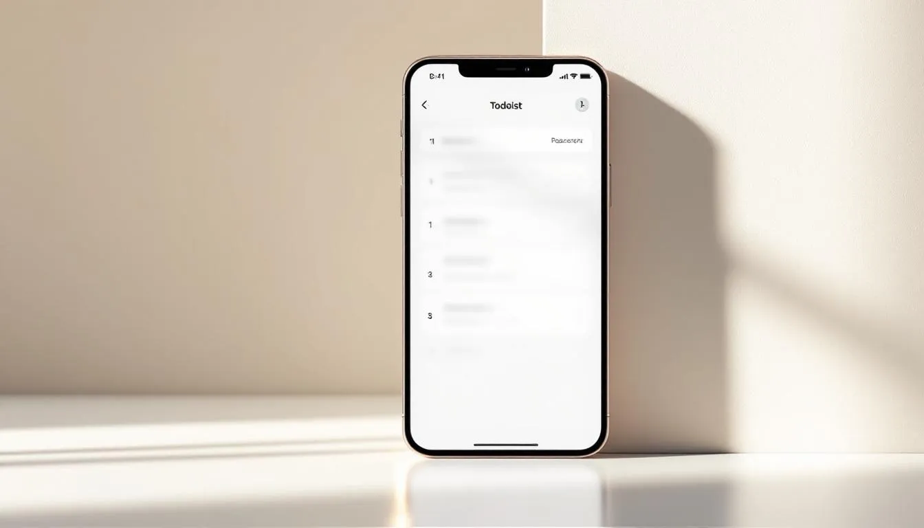 Interface de l'application Todoist sur un smartphone, illustrant l'organisation des tâches.