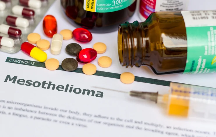 Prescription medicine over with Mesothelioma diagnosis document