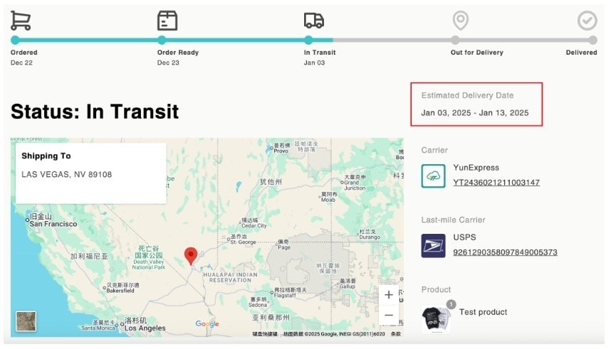 post-purchase experience: EDD example