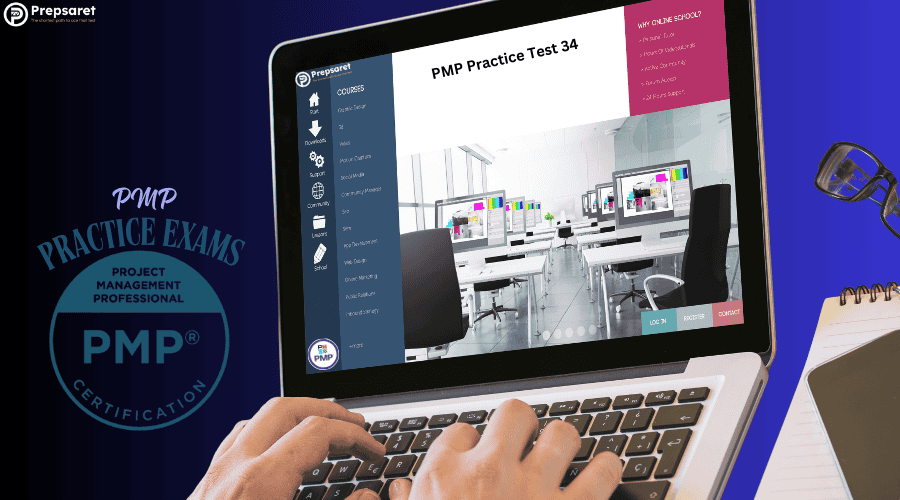 A candidate taking a practice exam for the PMP certification.