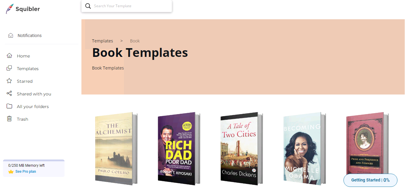 Book templates to ease the writing process