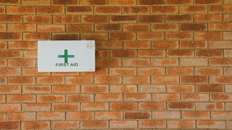 First Aid Kit Installed on a Wall