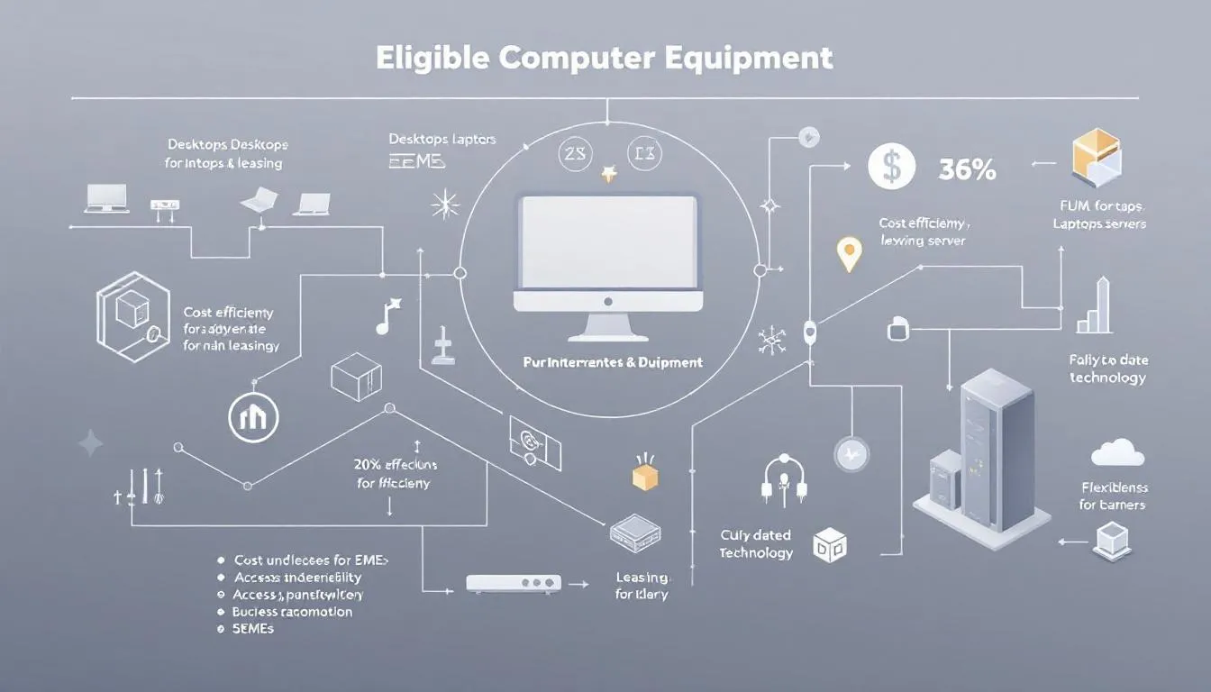 Types d'équipements informatiques éligibles au leasing, incluant ordinateurs et serveurs.