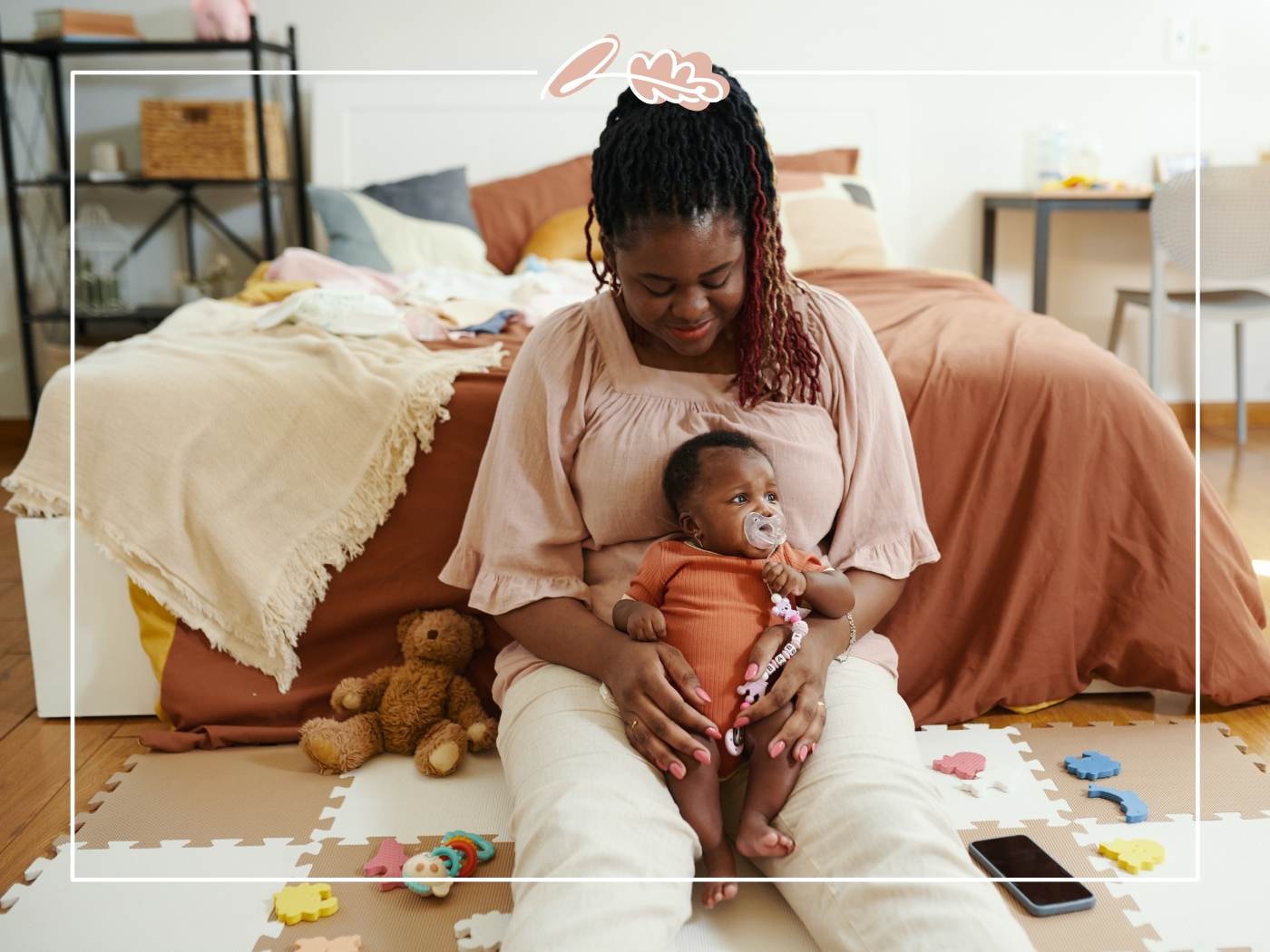 Mum bonding with her baby in a peaceful room, symbolising Mother’s Day moments of nurturing love.