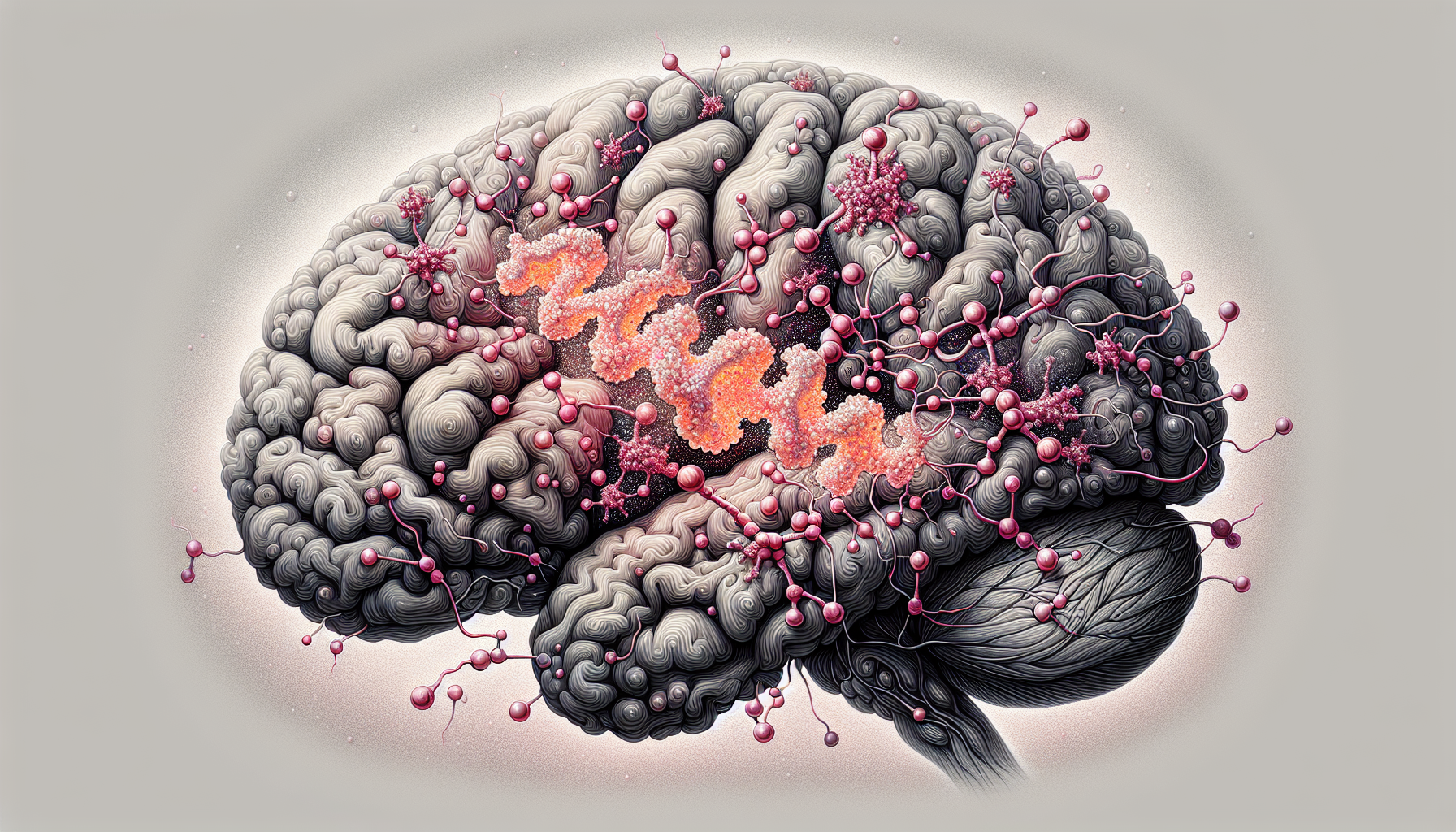 Ilustración del cerebro con proteína klotho.