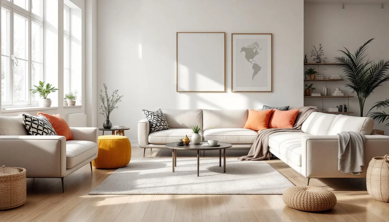 A clean and airy living room, demonstrating the benefits of regular sofa cleaning for enhancing indoor air quality.