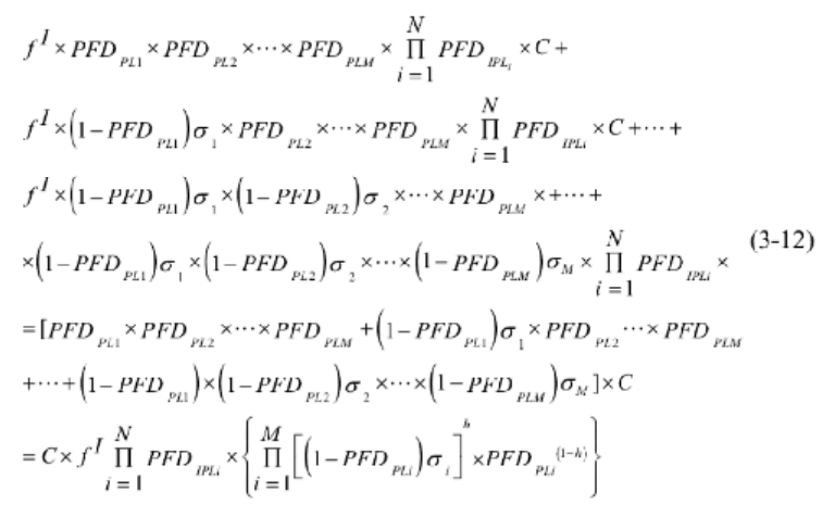 Equation for total risk in accident scenario