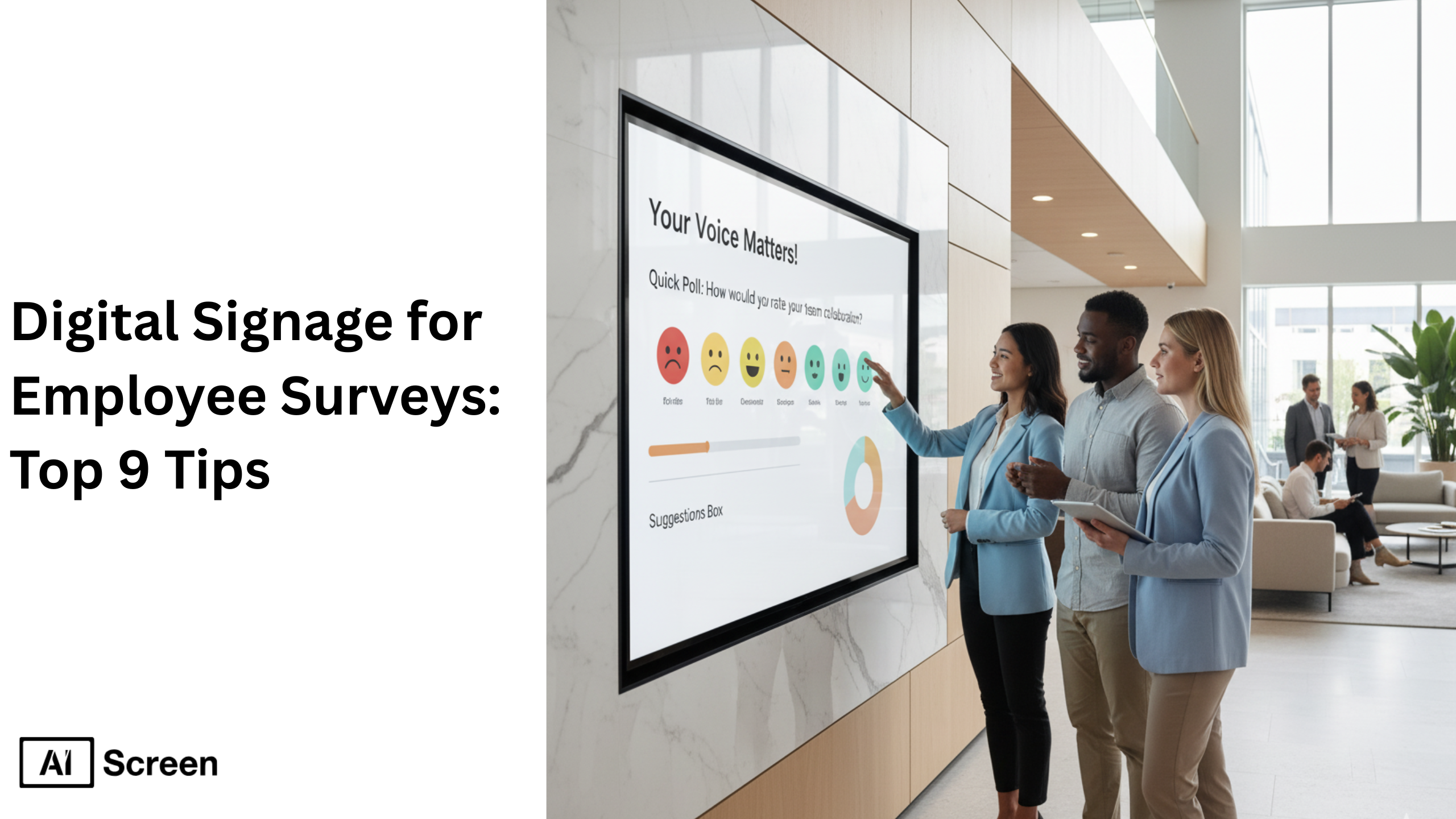 Digital Signage for Employee Surveys: Top 9 Tips 1 digital signage tips for employee surveys and feedback