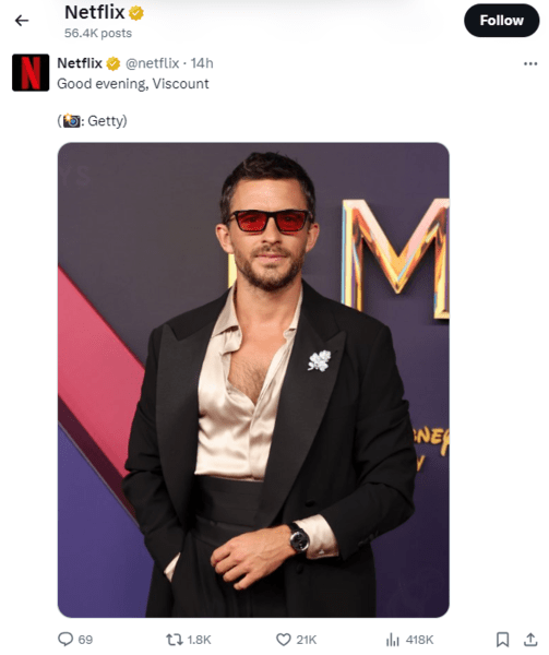 Netflix's feed on X (Twitter) 