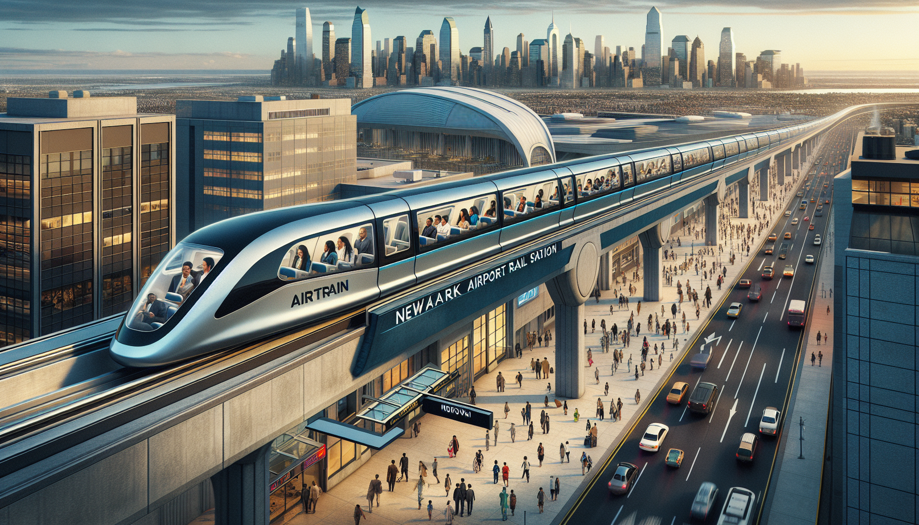 AirTrain Newark connecting to Newark Airport Rail Station