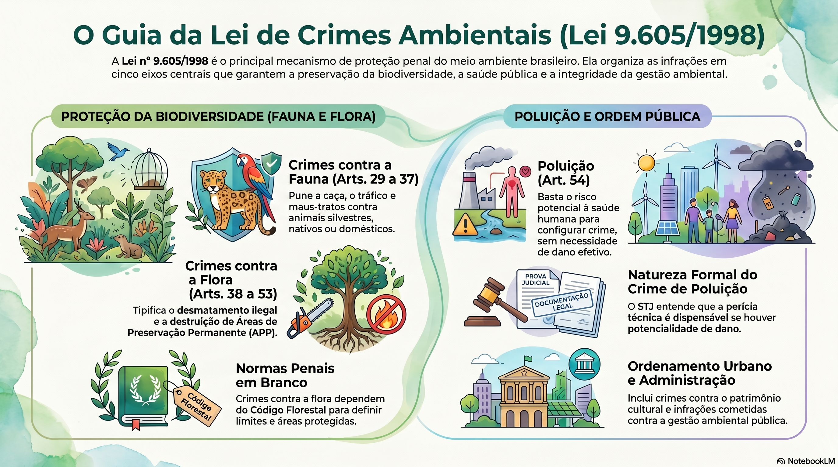 Quais s&atilde;o os crimes ambientais previstos na Lei n&ordm; 9.605/1998?