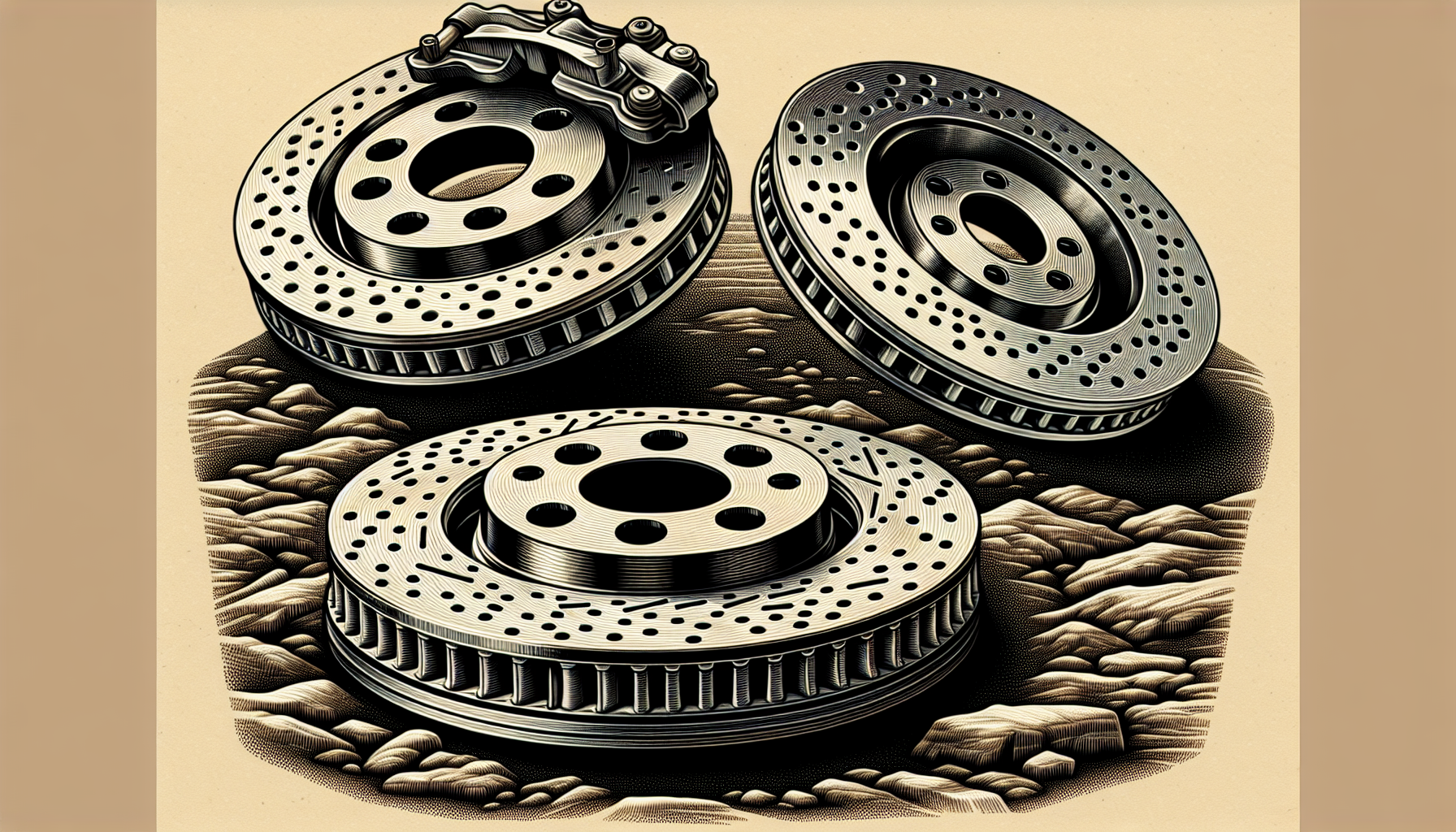 Illustration of different types of brake rotors suitable for uneven terrain