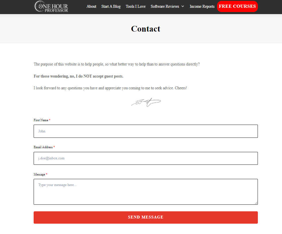 contact page