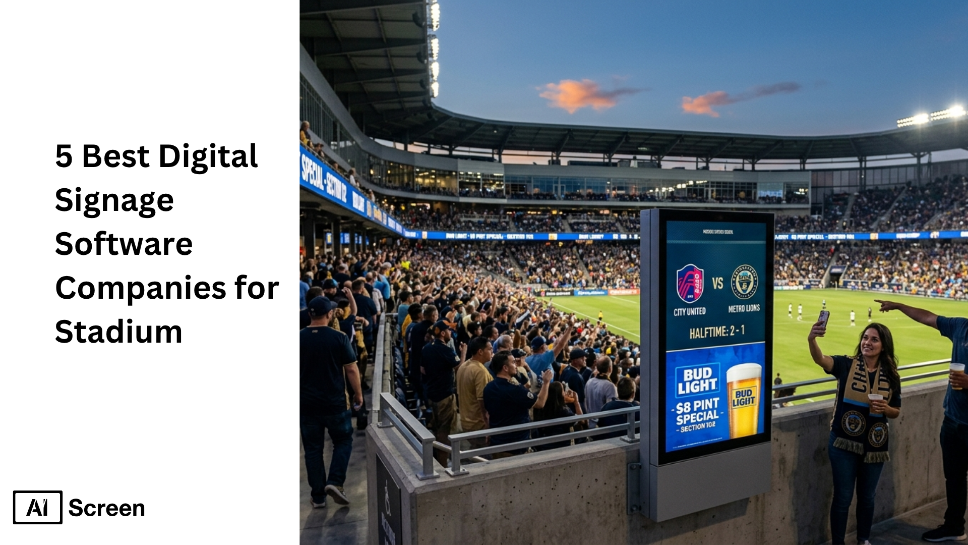 5 Best Digital Signage Software Companies for Stadium 1 digital signage screens in a modern sports stadium