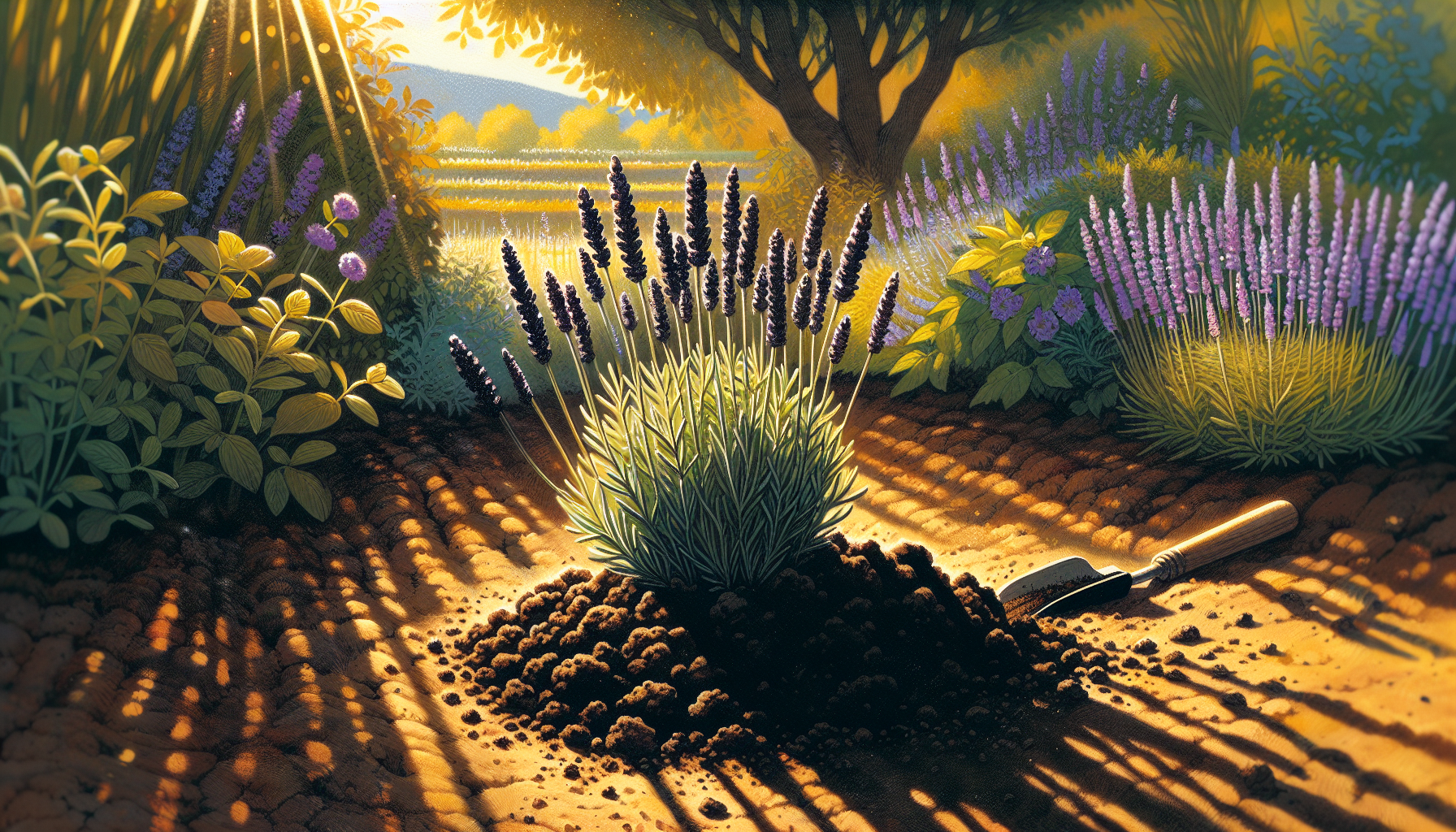 Illustration of ideal conditions for planting lavender