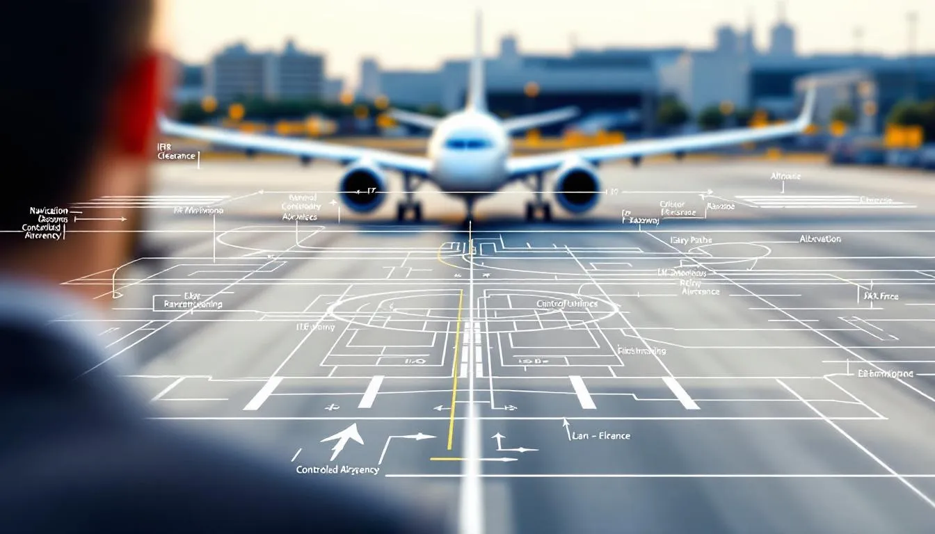 An example of an IFR clearance scenario with a blurred aircraft.