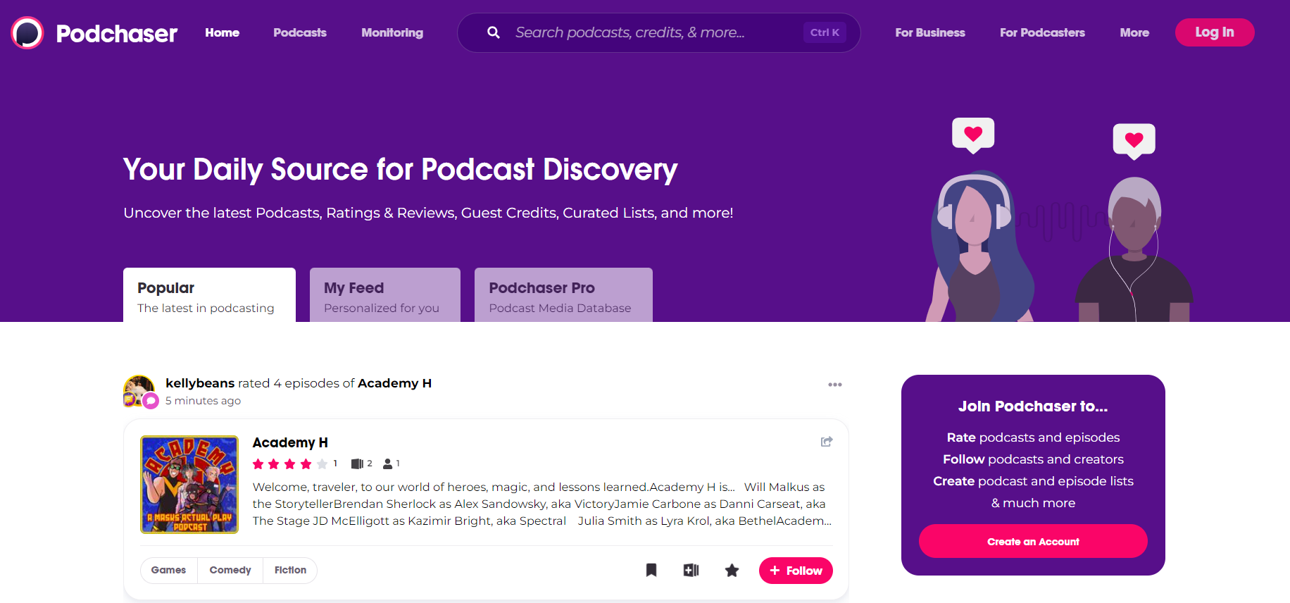 Finding new AI podcasts on Podchaser