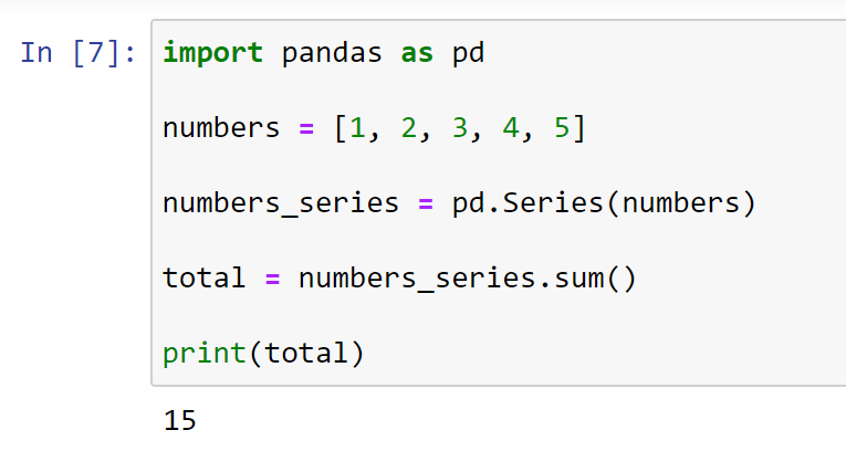 Sum List Using Pandas sum() Function