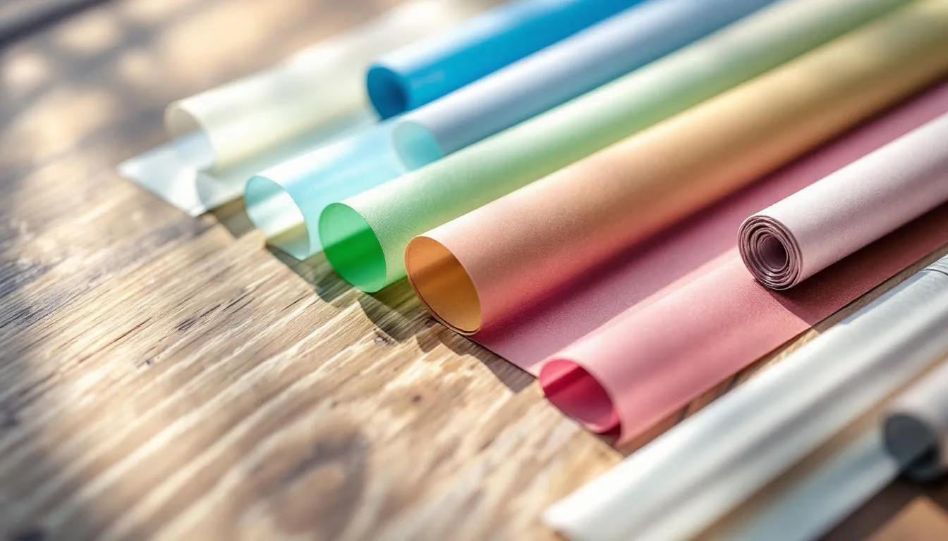 An array of specialty rolling papers featuring various types such as clear, colored, and wired options, showcasing a range of materials including rice paper and organic hemp. These smoking accessories are designed for an enhanced smoking experience, reflecting innovation and quality in their packaging and styles.