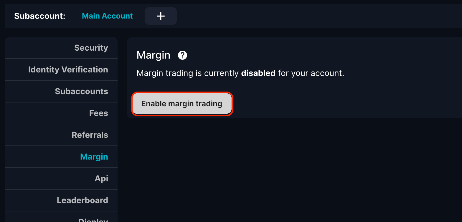 FTX hit the enable margin trading button on your profile