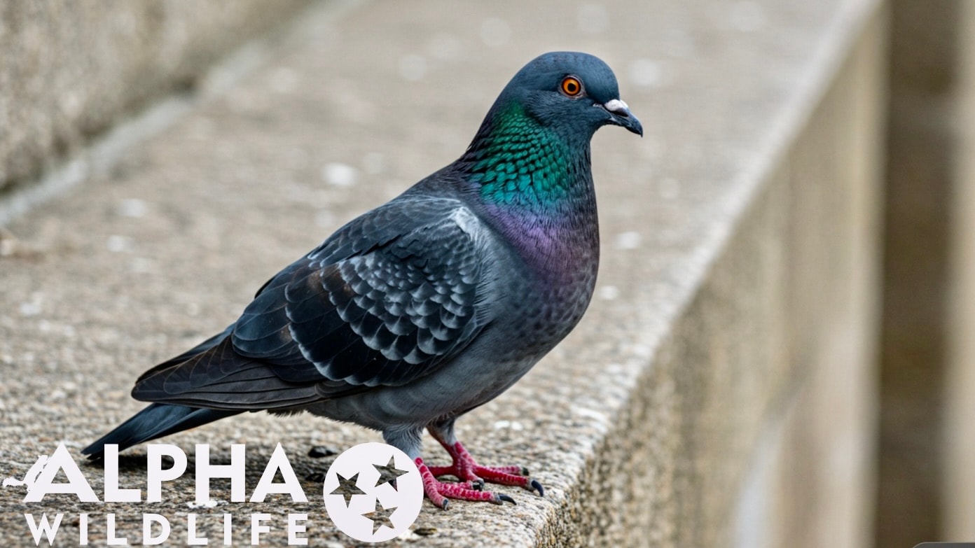Rock pigeon on a ledge