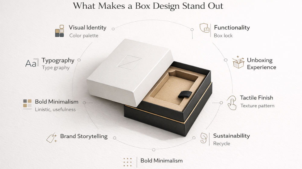 An illustration of a elements makes a box design standout