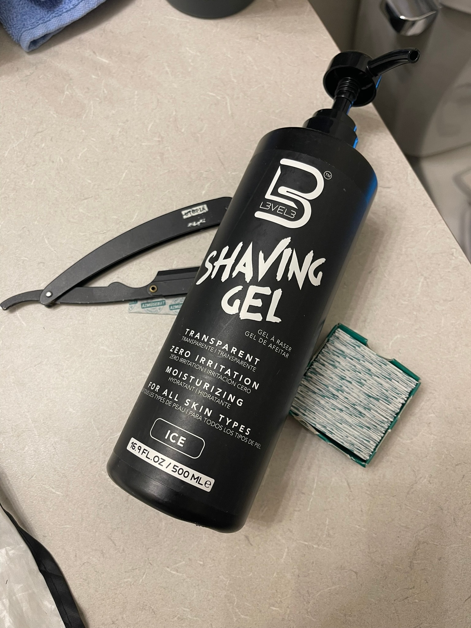 shaving cream and straight razor