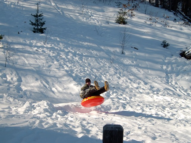snow tubing, sled, sledding