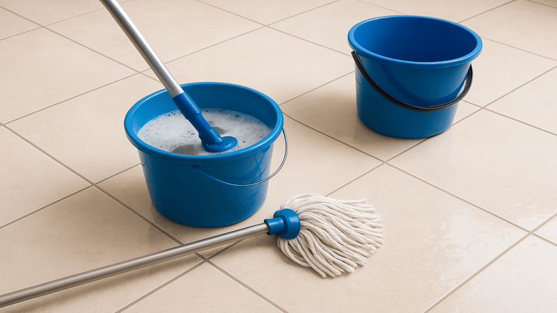 two bucket method for mopping sticky floor