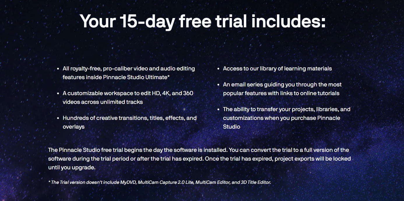 15-Day Free Video Editing Software Trial By Pinnacle Studio.