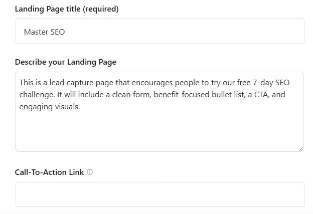 Describing your landing page