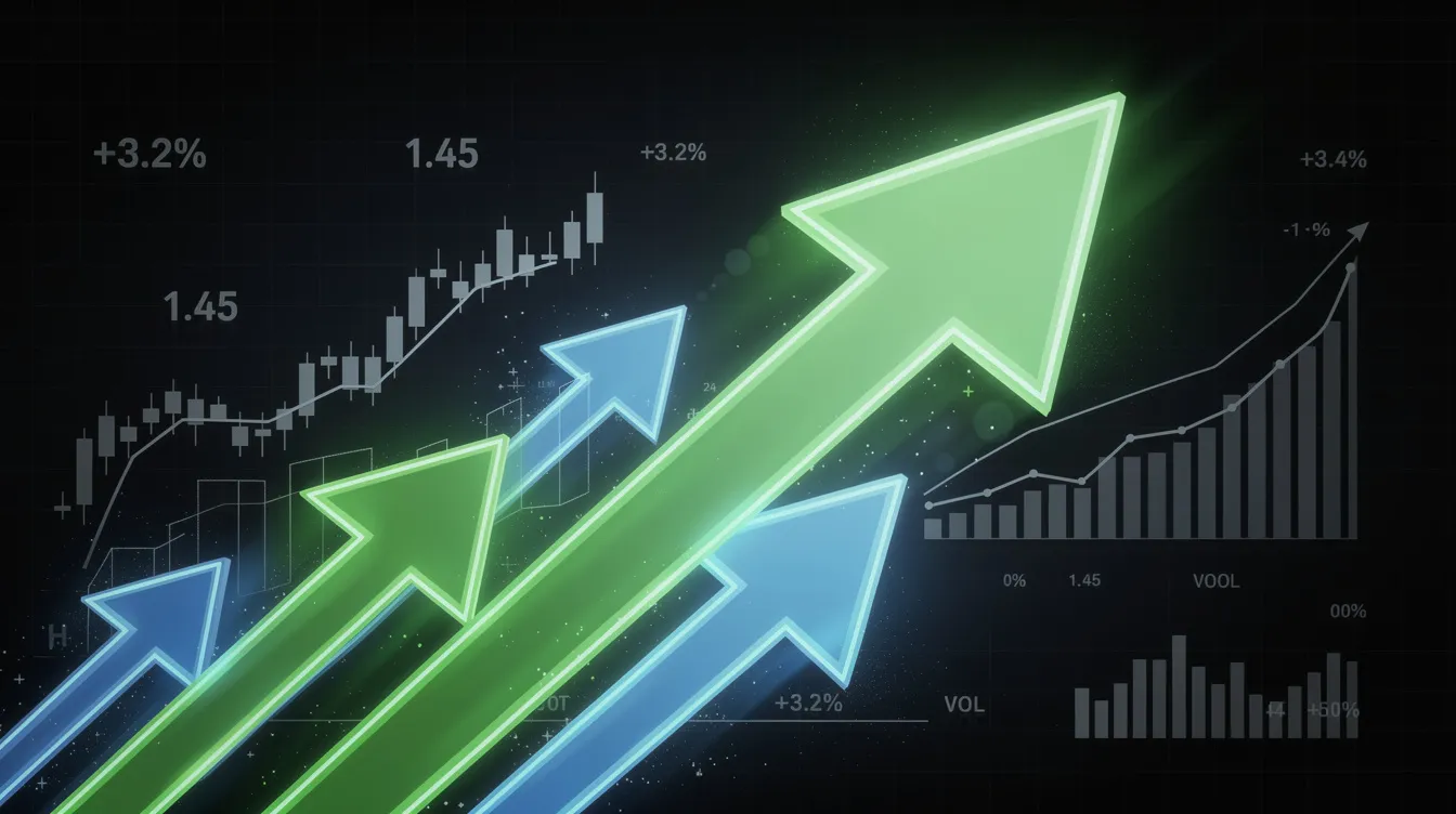 The image features directional arrows indicating upward momentum against a dark background, complemented by abstract financial elements, symbolizing a potential trend reversal in market conditions. This visual representation suggests a bullish divergence, reflecting the shifting confidence of investors and traders in the financial marketplace.