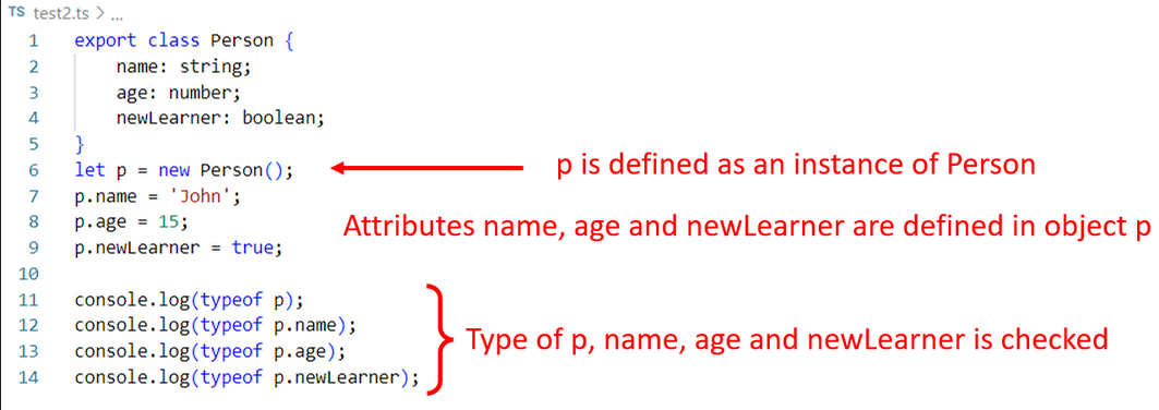 Example of typeof operator