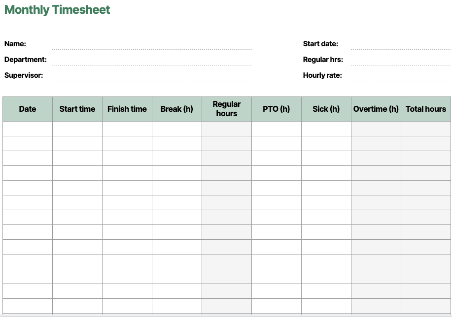 Google Sheets Zeiterfassung