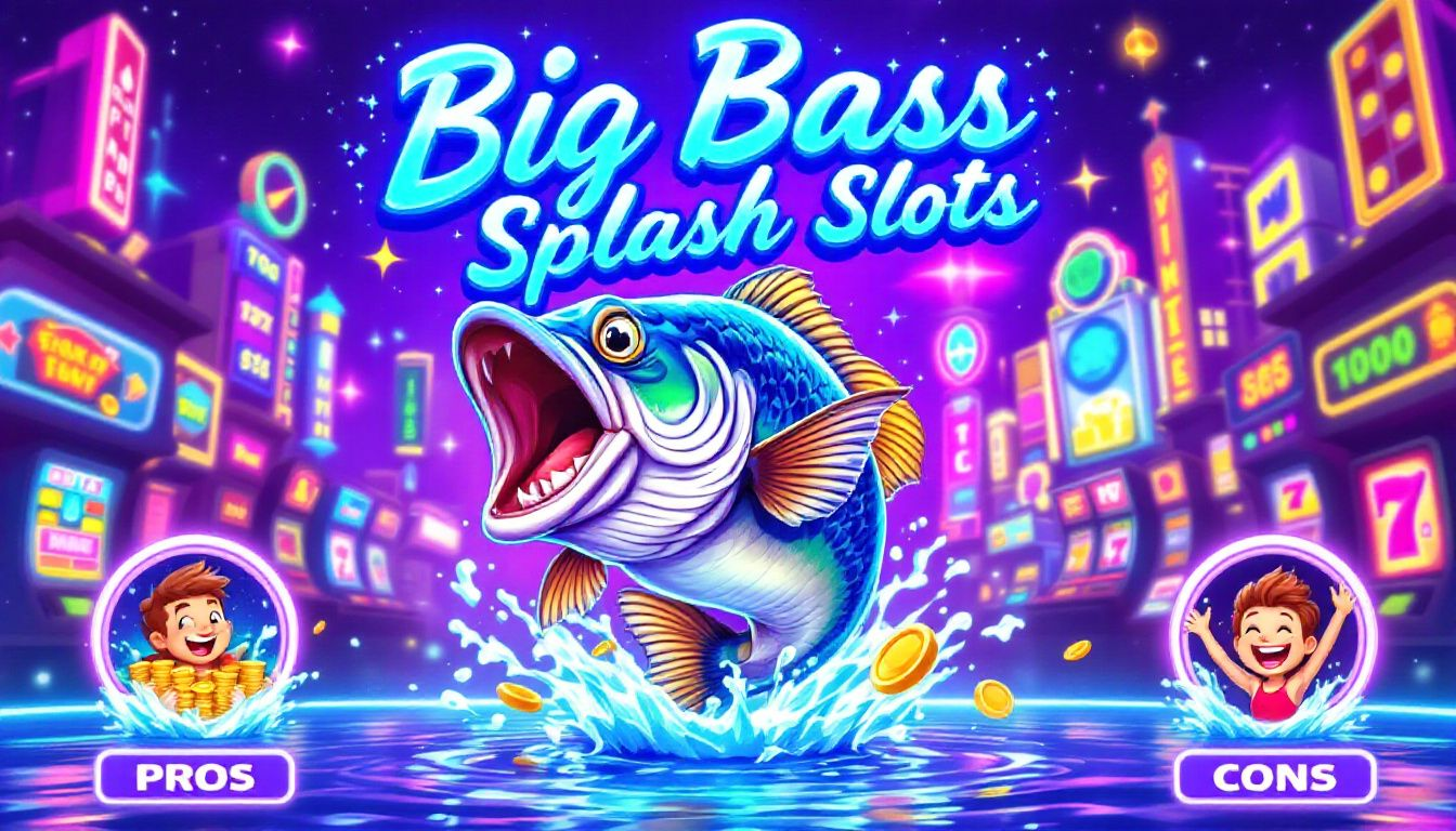 Vor- und Nachteile des Big Bass Splash Slots, dargestellt mit Grafiken.