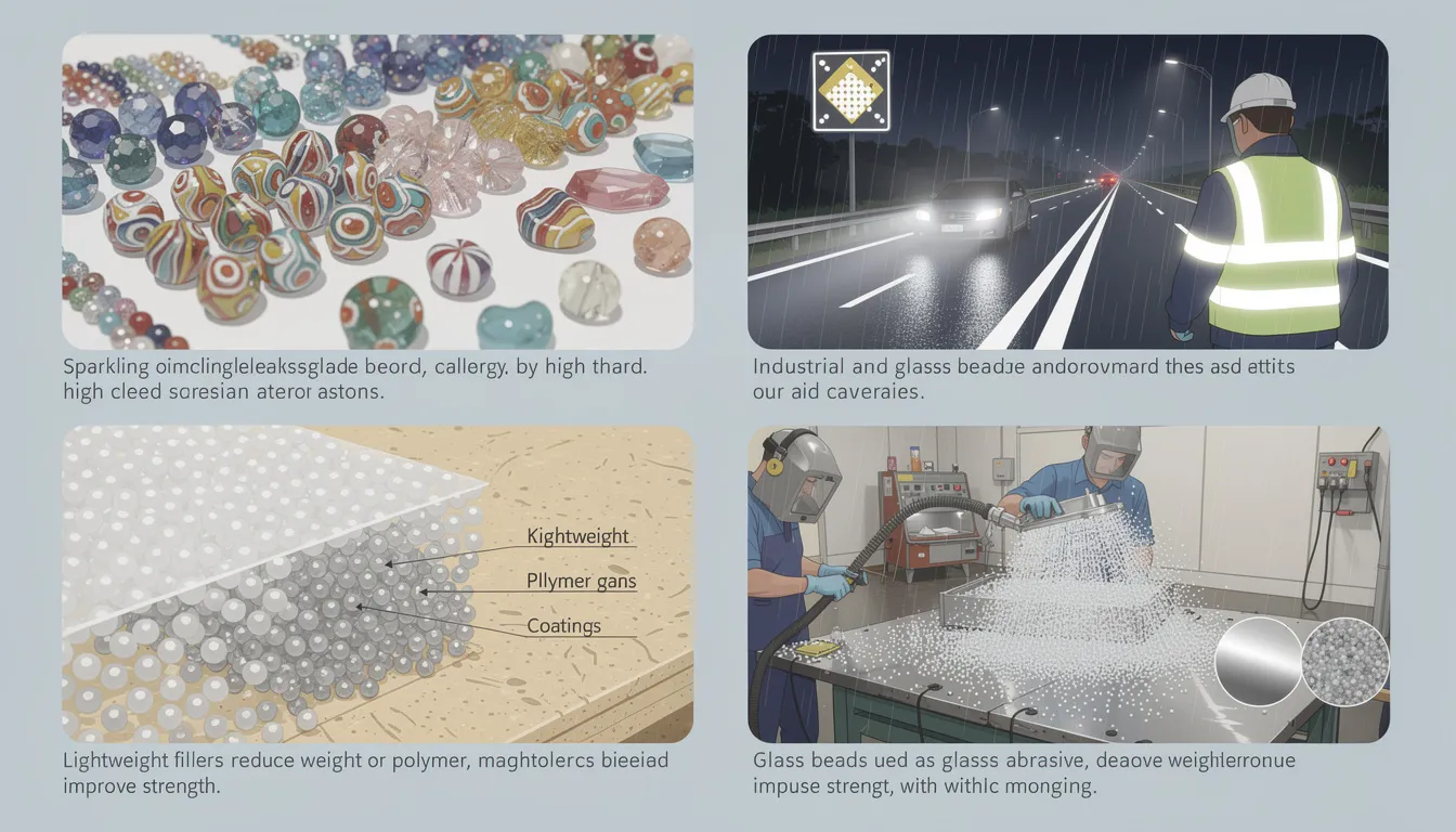 The image showcases a vibrant collection of glass beads in various shapes and colors, including shades of red, green, purple, and clear. These beautiful beads, perfect for jewellery making, are arranged neatly in a basket, highlighting their unique designs and sizes, ready for creative projects.