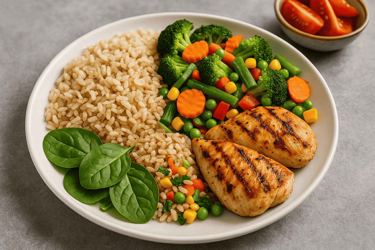 How can flavorful meals made with whole grains, mixed vegetables, and lean proteins improve overall well-being?