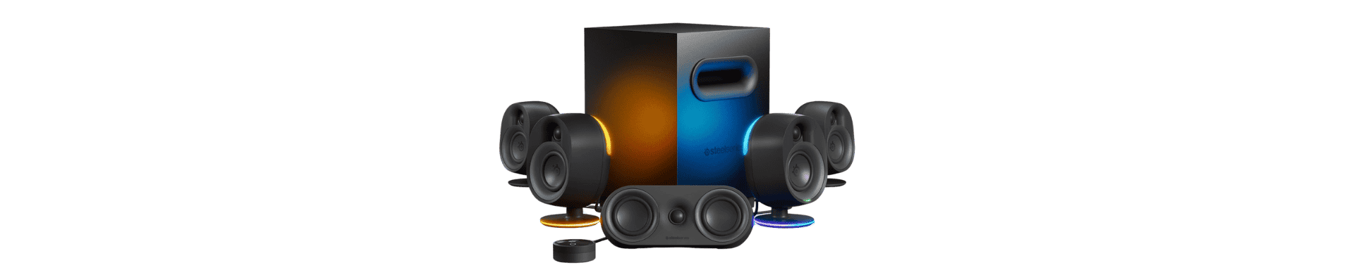 The SteelSeries Arena 9 is a gamer-focused 5.1 surround system that offers wireless rear speakers and customizable controls, making it perfect for immersive gaming experiences.