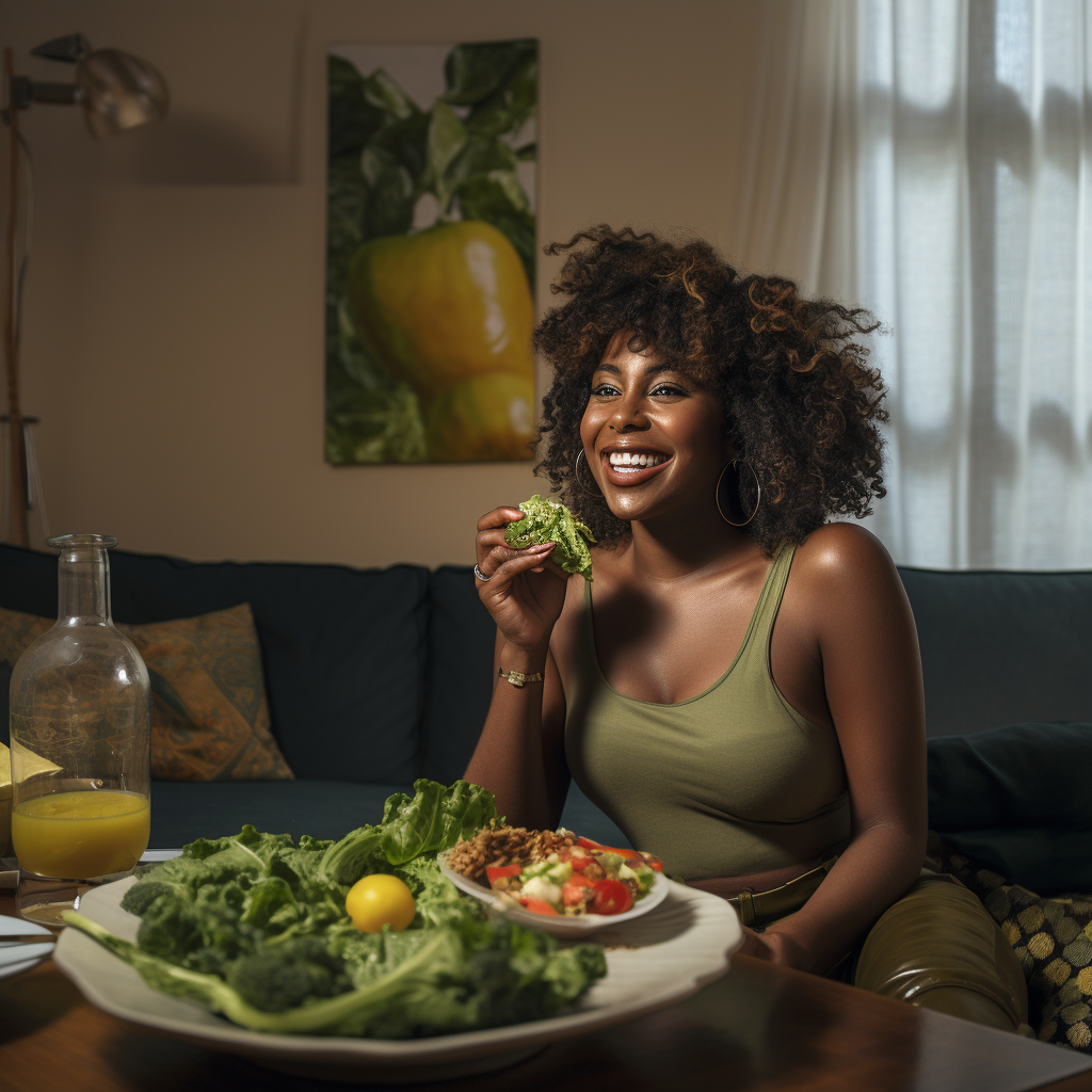 A person eating a plate of vegetables, illustrating the importance of eating healthy foods for preventing and reversing chronic diseases