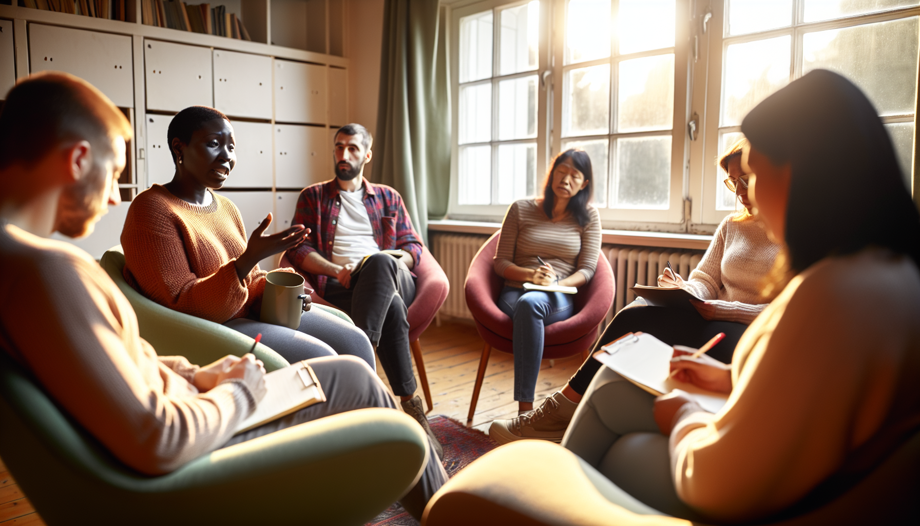 Group therapy session for alcohol use disorder