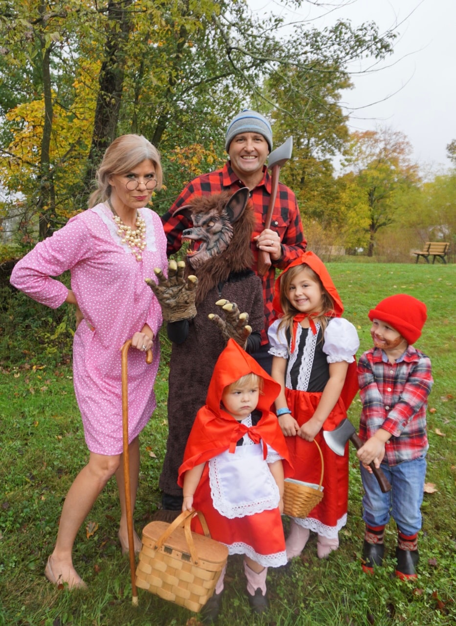 My family embracing Little Red Riding Hood.