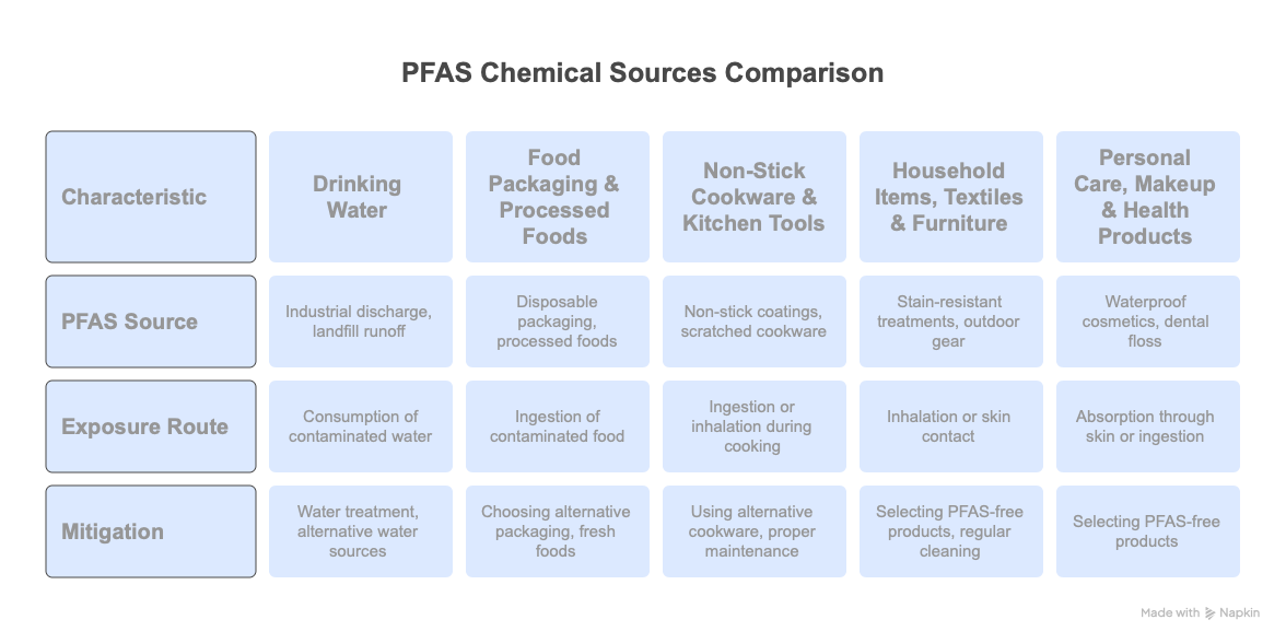 Common PFAS Chemicals Sourcescomparison