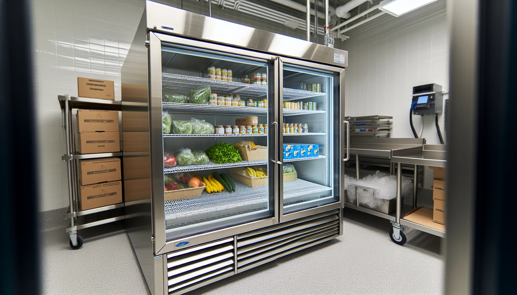 An energy-efficient walk-in cooler as a commercial refrigeration unit