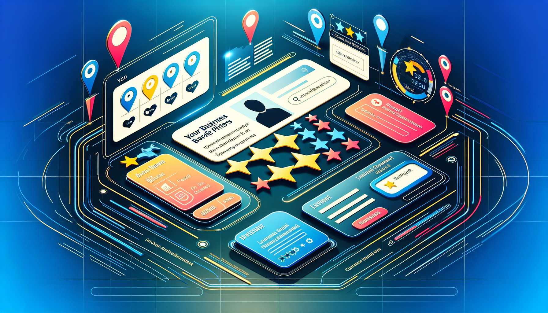 An illustration of a Google Business Profile with highlighted sections for optimization.