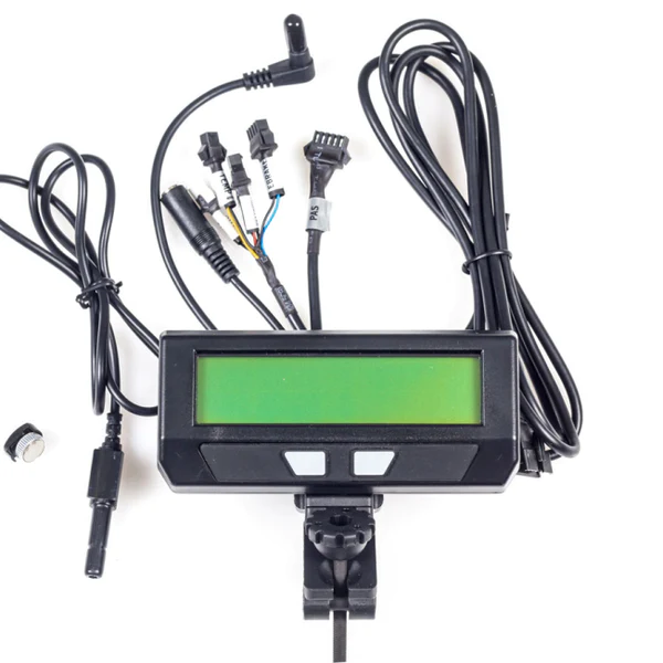 An image showing the Bafang e bike conversion kit wiring and display setup