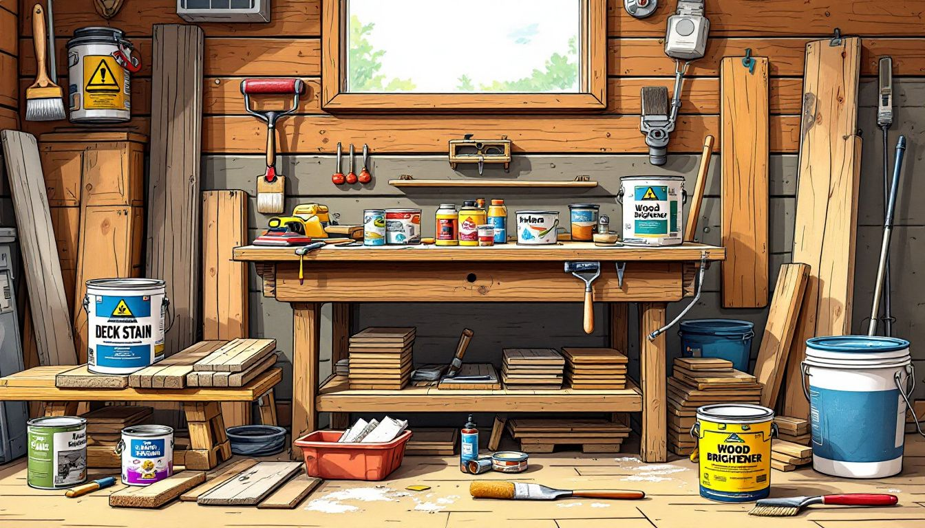 Gathering supplies for deck staining, including essential tools and materials.