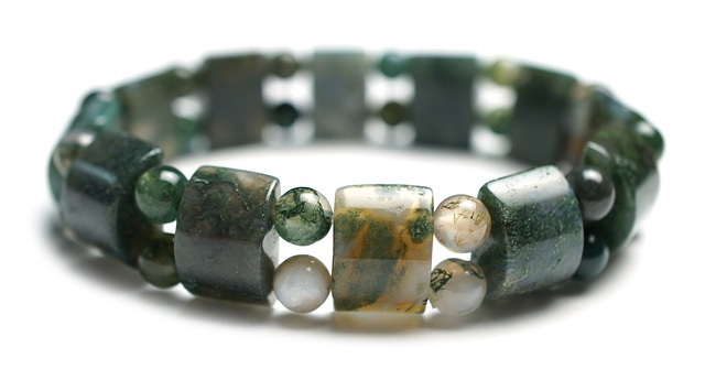 moss agate gemstone bracelet, bracelet, stretch