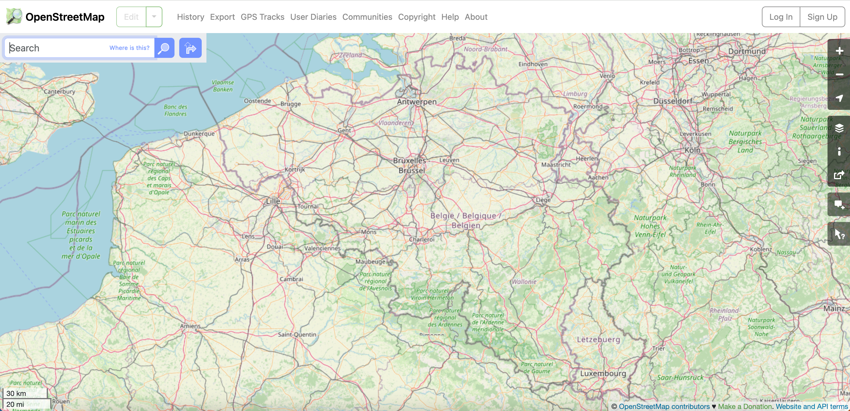 The homepage of OpenStreetMap (OSM)